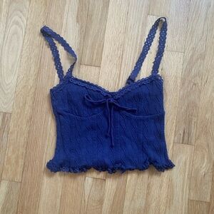 Edikted Navy Blue babydoll crop top
